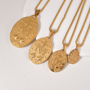 Vente chaude Vierge Marie Collier 18K En Acier Inoxydable Catholique Religieux Bijoux Médaille Miraculeuse Marie Pendentif Collier pour Femmes - Product Image 2