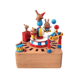Colorful Music Box Christmas Ornaments Wooden Music Box Animals Home Party Decoration Music Boxes