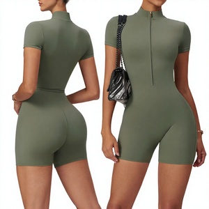 Traje Deportivo de Una Pieza, Mono de Gimnasio de Manga Corta para Mujer, Mono de Yoga, Ropa Deportiva Activa - Product Image 1