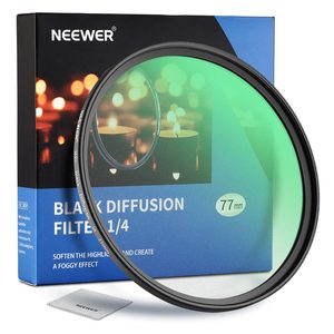 Filtre d'objectif d'appareil photo Black <span class=keywords><strong>Mist</strong></span> Neewer 77mm, diffusion noire 1/4, effet cinéma rêveur - Product Image 1