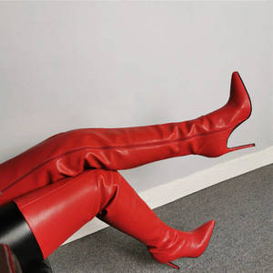 Bright Colors Botte Hiver Pour Femme Cuir Leather Leg Warmer Overknee Long Winter Sexy Thigh <b>High</b> Boots Heels - Product Image 5