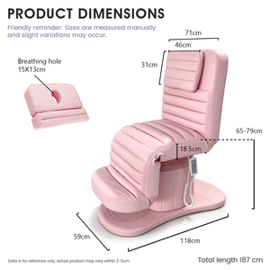 Lit de beauté de luxe pour spa, structure métallique, 3 moteurs électriques, lit de massage réglable, lit de soin du visage pour salon de beauté - Product Image 6