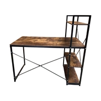 Table de jeu en forme de L de couleur marron rustique, bureau ergonomique réglable en hauteur pour la maison, l'école et l'hôpital