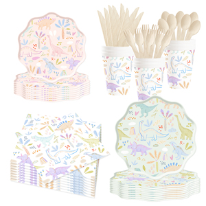 Assiettes, serviettes et gobelets en papier pour fête à thème dinosaures DAMAI, fournitures pour anniversaire d'enfants, ensemble de vaisselle pour fête d'enfants, décorations de fête - Product Image 1