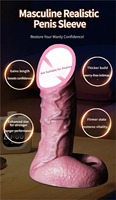 Manchon de pénis souple et creux, texturé réaliste, pour l'extension du pénis masculin, pour les couples, jeux pour adultes