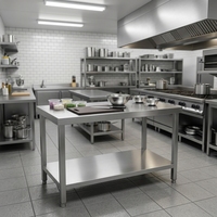 Commercieel roestvrijstalen werktafel met onderplank voor restaurantkeuken voorbereidingsruimte