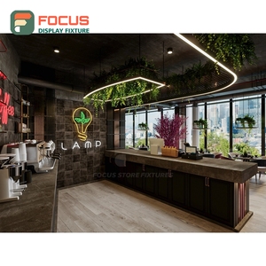 Refined Coffee Merchandise Display Rack Wood Slat Panel Brand Logo Header Storefront Coffee Display Rack - Product Image 3