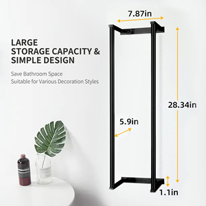 Wall Mounted Stainless Steel Towel Rack Self-Adhesive Black Bathroom Rack Towel <b>Shelf</b> - Product Image 2