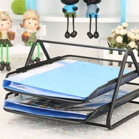 Organisateur de documents de bureau en métal à 2 niveaux avec porte-documents et porte-papier Support de plateaux de fichiers efficace