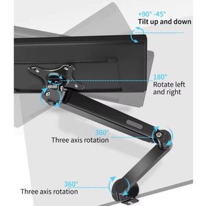 White Single Monitor Arm Mount 17 to 34 Inch Articulating Gas Spring Arm Adjustable Vesa <b>Desk</b> Stand <b>Computer</b> Monitors - Product Image 2