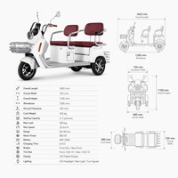 Tricycle Électrique Passager Double Siège Panier Avant Phare LED Porte-Bagages Arrière Jiangzi Shopping Famille Vente en Gros