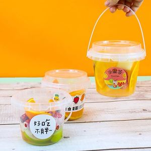 Food Grade Takeaway Summer Cups 16oz 24oz 32oz Portable Fruit Juice Cup Plastic Beverage <b>Buckets</b> Cups <b>With</b> <b>Lid</b> - Product Image 1