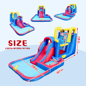 Lâu đài nhảy bơm hơi với những bức tường leo núi đá lớn nhà bouncy với máy thổi mục tiêu đôi và đá bóng rổ - Product Image 5