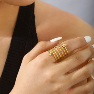 แหวนสั่งทำแบบไม่ลอกสี วัสดุสแตนเลส 316L ชุบทอง 14k 18k สำหรับผู้หญิง - Product Image 2