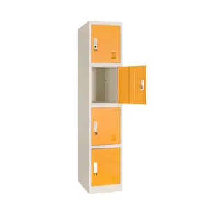 Muebles de oficina de metal vertical, casillero de cuatro puertas de acero para empleado