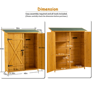 Abri de jardin en bois Db Outdoor avec toit en pente, porte verrouillable, bois naturel, écologique - Product Image 4