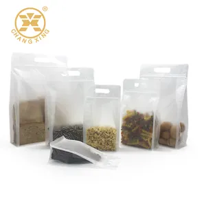Custom Verzegelde Transparante Handvat Rits Zak Verpakking Doos Met Voedsel Pouch Matte Plastic Zip Lock Bag