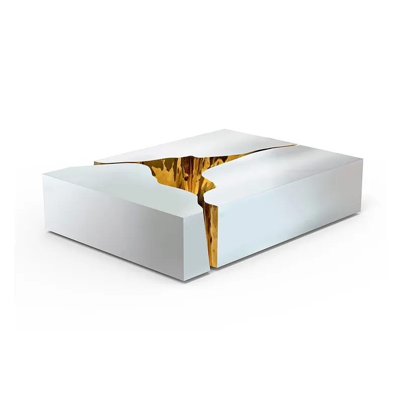 Luxury design white stainless steel center short coffee table