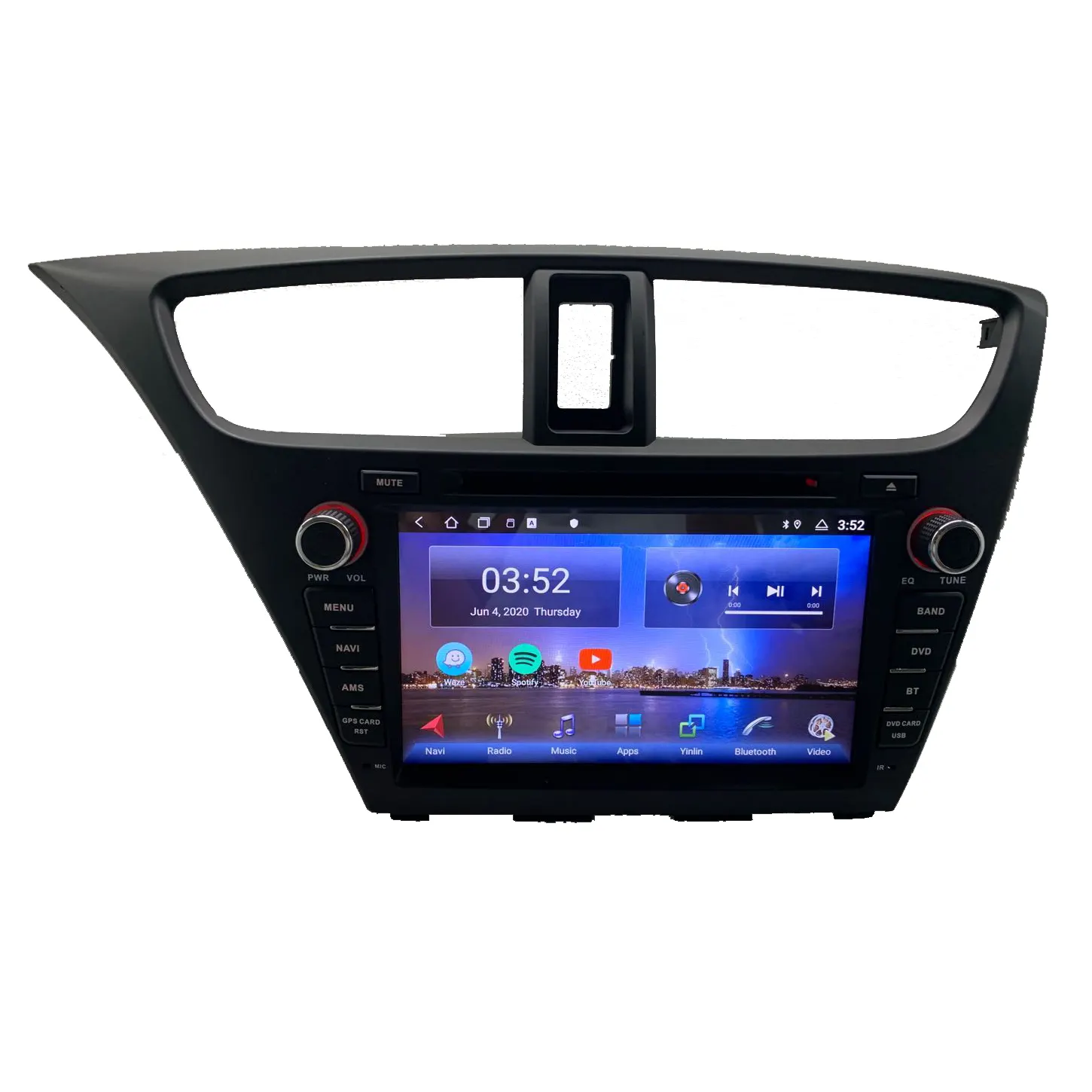 รถสเตอริโอ Gps แอนดรอยด์10.0,ระบบนำทาง Gps รถยนต์พร้อมเครื่องเล่น Dvd ช่องเสียบ Usb สำหรับ Honda Civic Sedan 2014 Carplay Dsp