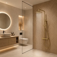 Mitigeur de douche thermostatique finition or brossé PVD, ensemble de douche pour salle de bain