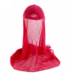 Syh35ผ้าพันคอสีทึบมีหมวกสำหรับผู้หญิงฮิญาบยาวผ้าพันคอพันรอบศีรษะฮิญาบหมวกเบสบอลสำหรับผู้หญิง - Product Image 6