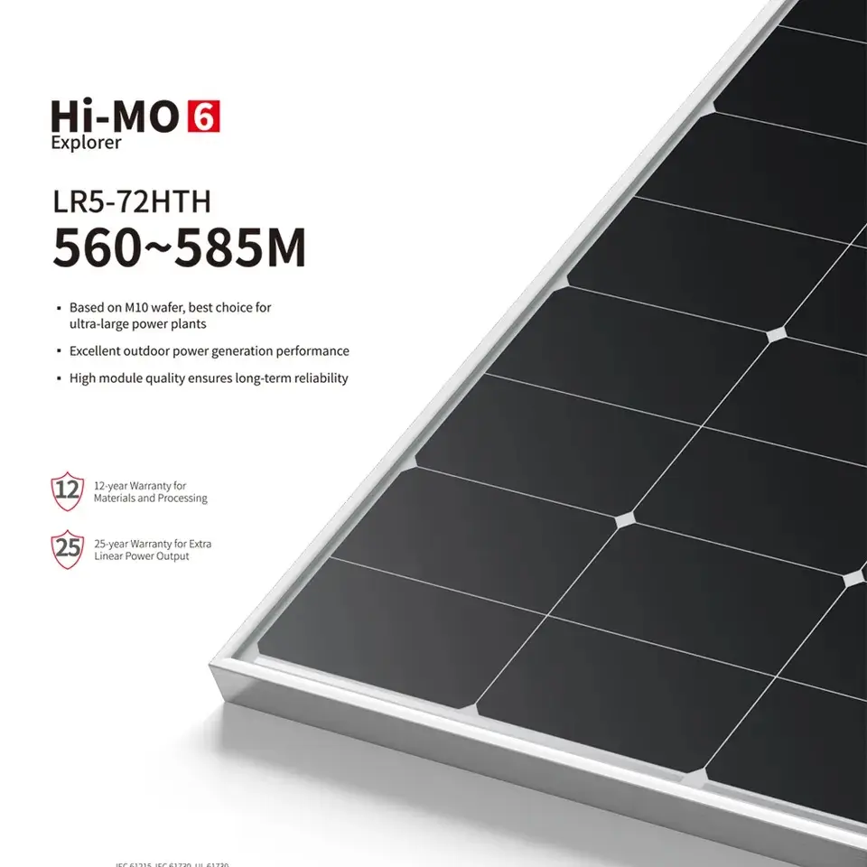 solar cells Longi Hi-MO 6 LR5-72HTH 560W 570W 580W PV Panel