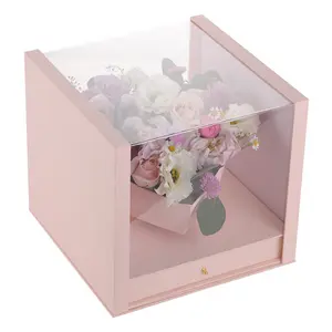 Heart acrylic material with drawer flower box holiday hot gift love transparent box wholesale