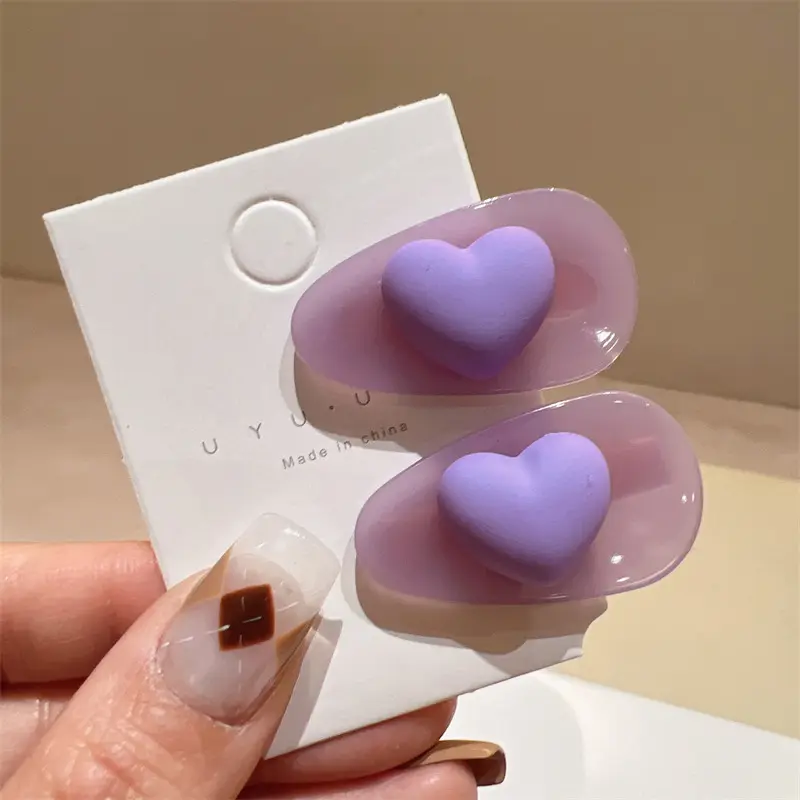 summer new french vintage gilded purple acetic acid hair clip cute heart shaped letter hair accessories for girl and women