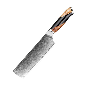 มีดทำครัวเหล็กดามัสกัสขนาด 7 นิ้ว แบบ Nakiri จากโรงงาน ผลิตภัณฑ์ญี่ปุ่น พร้อมด้ามจับไม้เรซิ่น รับทำโลโก้ตามสั่ง - Product Image 1