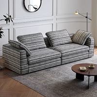 Canapé d'angle minimaliste italien en coton et lin rayé, avec rembourrage en éponge, amovible et lavable, pour salon