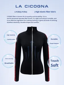 La cicogna trượt băng nghệ thuật phù hợp với đào tạo cổ điển màu đỏ đen màu Blocking Stretchy Rhinestone ấm trung bình dày fleeceperformance - Product Image 2