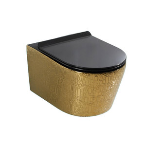 Inodoro de cerámica de una pieza, montado en la pared, alargado, de oro rosa, modelo 2020 Chaozhou Flushing. - Product Image 5