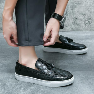 <span class=keywords><strong>Chaussures</strong></span> habillées pour hommes grande taille, à semelle blanche antidérapante, <span class=keywords><strong>en</strong></span> cuir décontracté, à fond plat, style rétro britannique à carreaux, rehaussantes - Product Image 3