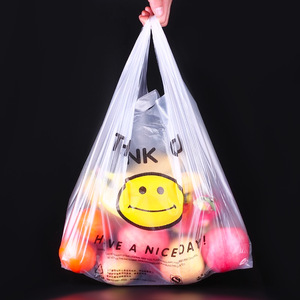 Bolsas de Compras al por Mayor <span class=keywords><strong>Baratas</strong></span>, Desechables, de Plástico PE, Tipo Stand-up, Reciclables, con Diseño de Camiseta y Cara Sonriente, para Comercios y Supermercados - Product Image 4