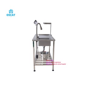 OSCAT Et-28 Veterinary Equipment Large Veterinary <strong>Autopsy</strong> Table 304 Stainless Steel Construction with Built-In Sink - Product Image 3