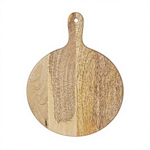 เขียงไม้ทรงกลมพร้อมด้ามจับ ผิวธรรมชาติ สำหรับหั่นอาหาร ชิ้นเดียว - Product Image 1