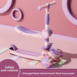 Nuovo Monopattino Pieghevole in Plastica Tre-in-uno per Bambini, Altezza Regolabile, Freno Posteriore, per Uso Esterno, <span class=keywords><strong>3</strong></span>+ Anni, per Bambine e Bambini - Product Image 2