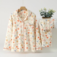 Nouvel ensemble de pyjama 2 pièces en gaze de polyester thermique pour femme, longueur intégrale, taille XL, 251-300g/m, collection Sweet Home