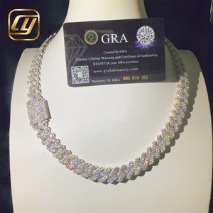 GRA Certificated Cuban Link <b>Chain</b> Hip Hop 12MM <b>Iced</b> <b>Out</b> VVS Moissanite Diamond 925 Sterling Silver Fine Jewelry Necklace - Product Image 1