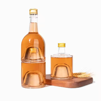Bouteille de liqueur en verre empilable vide en gros 125ml 250ml Mini bouteille de vin ronde transparente Vodka Whisky spiritueux pour Gin Vodka