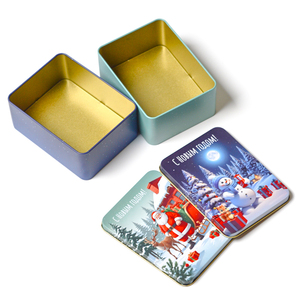 Contenedor de metal de lata de Navidad <span class=keywords><strong>rectangular</strong></span> personalizable con tapa de diseño de lujo clásico para embalaje de calcetines durante la temporada de vacaciones - Product Image 4