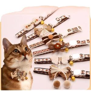 ปลอกคอแมวสุดหรู ราคาประหยัด ดีไซน์ใหม่ล่าสุด น่ารัก ปรับขนาดได้ พร้อมพู่ห้อยและโบว์ตกแต่ง - Product Image 1