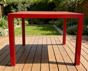 Mesa de Comedor Exterior de Aluminio Roja Cuadrada de 34 Pulgadas para 4 Personas con Tablero de Listones para <span class=keywords><strong>Terraza</strong></span> Comercial al Aire Libre - Product Image 2