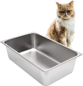Grande caixa de lixo de aço inoxidável para gato e coelho não gruda, superfície lisa, fácil limpeza - Product Image 1