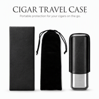 Humidor à cigares en acier inoxydable, étui de voyage en cuir anti-écrasement, boîte de rangement portable pour cigares, pochette cadeau pour hommes