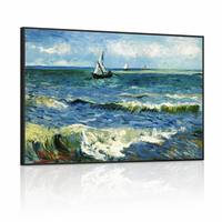 Décoration murale encadrée en aluminium noir, thème Van Gogh, bateau à voile, paysage marin, pour hôtels et appartements, style côtier