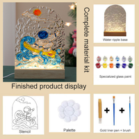 Lampe de nuit créative en verre peinture à l'huile peinte à la main en acrylique ondulation pour les cadeaux de festival