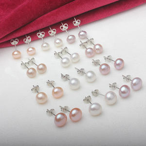 Pendientes de diseñador de perlas de agua dulce de 6-12mm, marcas populares, pendientes de perlas de plata 925, pendientes naturales auténticos, blanco, rosa, púrpura - Product Image 4