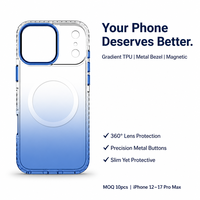Coque de téléphone TPU à dégradé de couleurs pour iPhone 17 Pro Max, compatible avec la recharge magnétique sans fil, anneau métallique pour caméra, antichoc, OEM ODM, vente en gros
