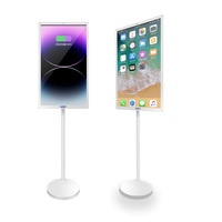 VSTI Smart TV Android Portátil de 22 Pulgadas con Pantalla Táctil, Retroiluminación LED, Base con Ruedas para Cocina, Gabinete Blanco, Pantalla 1080P